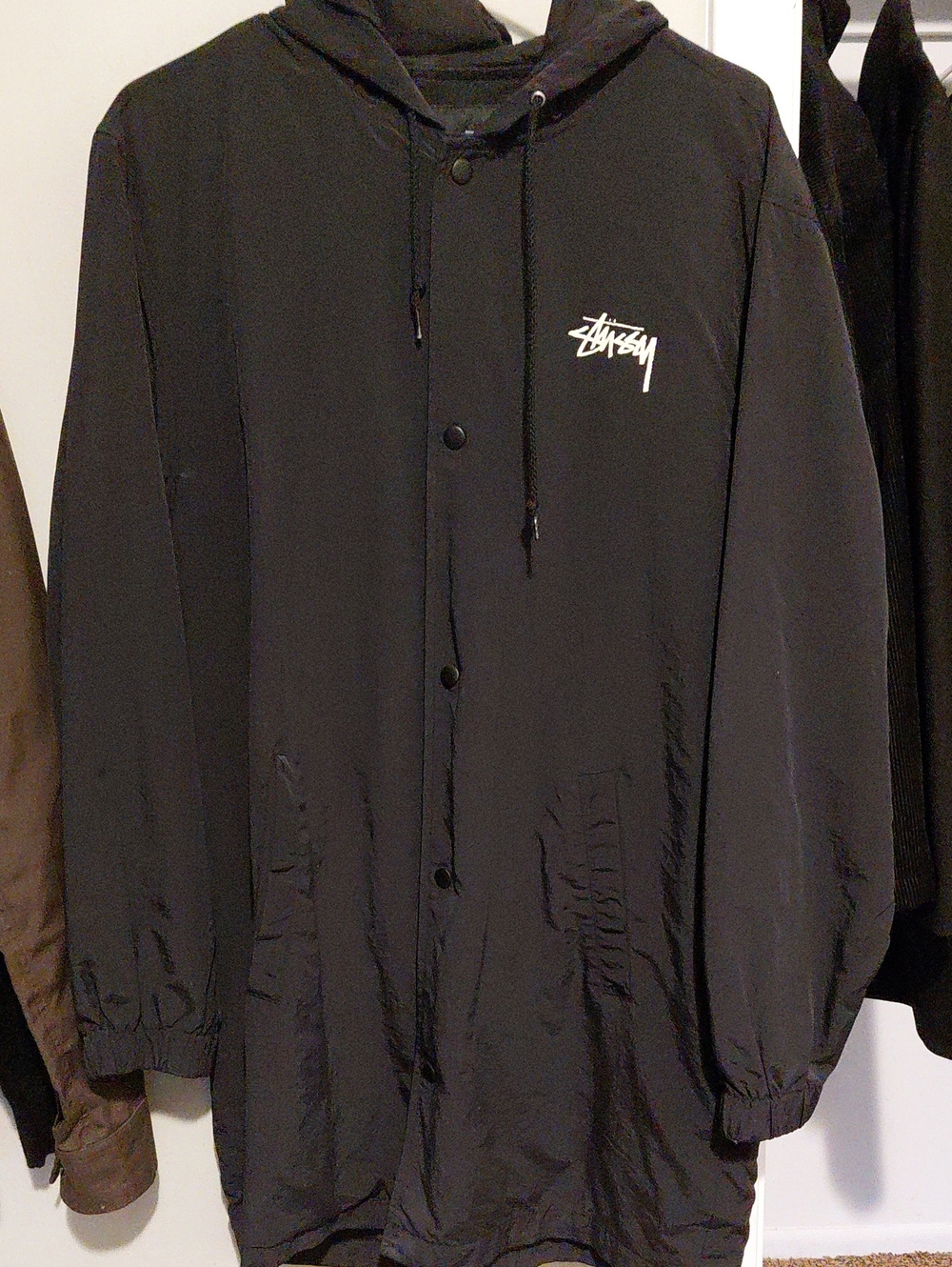 Stussy Black Hooded Lined Rain Jacket - Men's